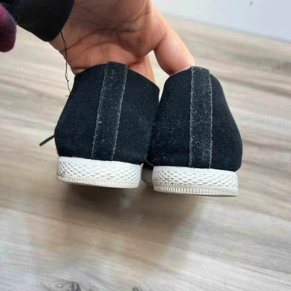 All Black Womens Micro Suede Lace Up Shoes Size 40 US 9 Black Side Cut - Picture 4 of 11